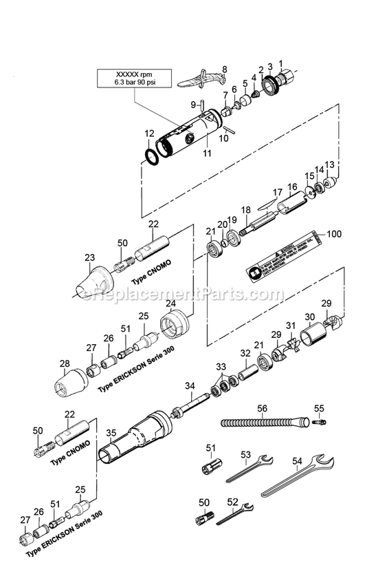 Chicago Pneumatic CP3019-18 Air Grinder Power Tool Section 1 Diagram